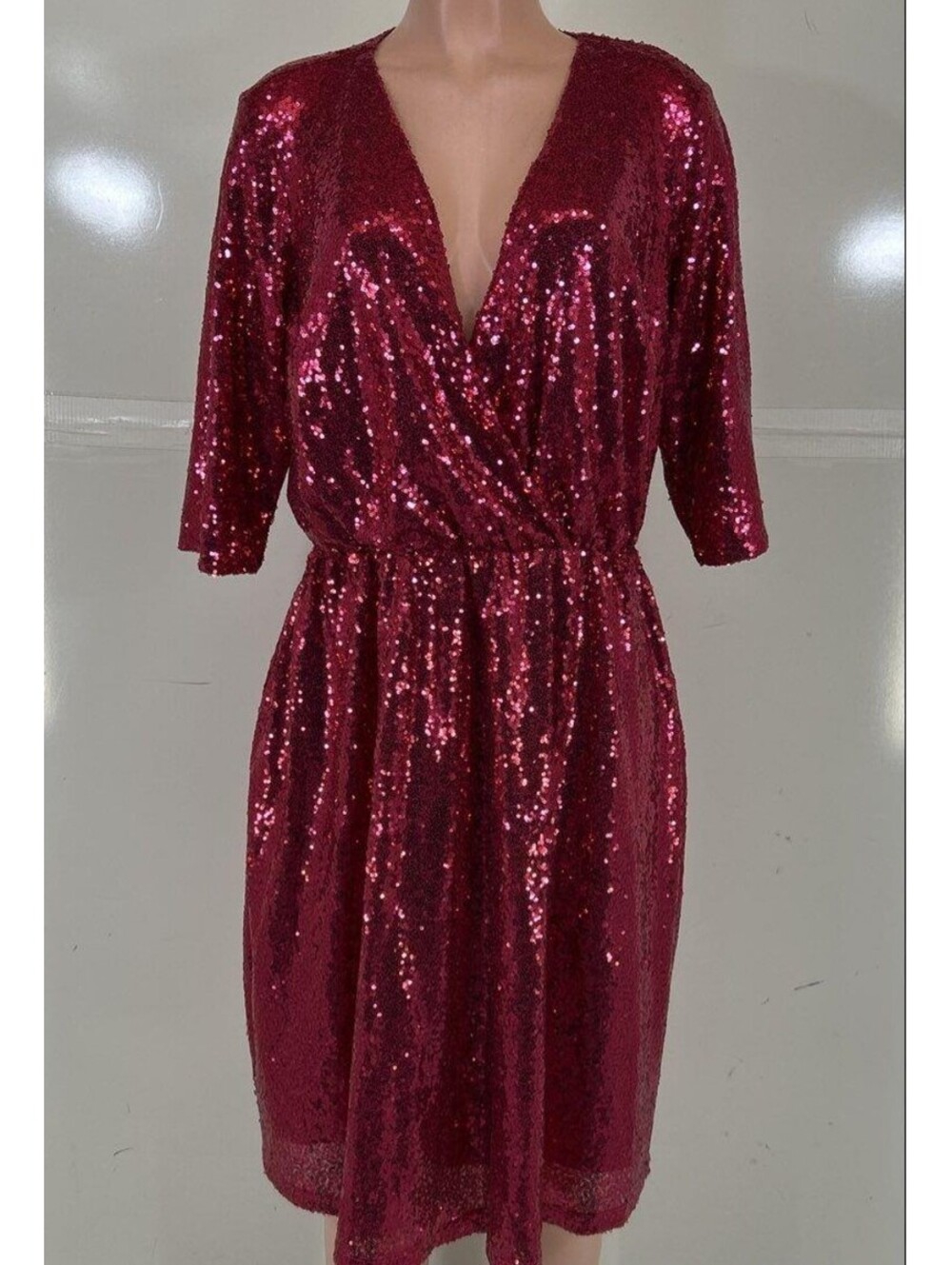 Lane Bryant Burgundy Sequin Dress Size 10/12